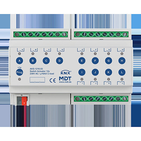 MDT technologies Schaltaktor 12-fach 8TE REG, 16A, 230VAC AKS-1216.03